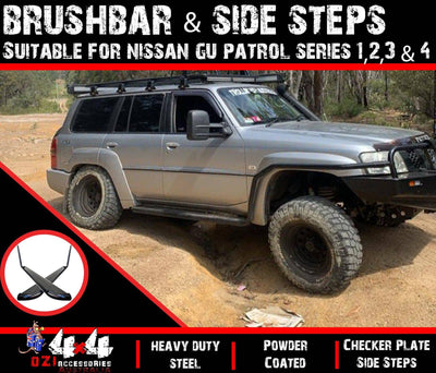 Adjustable Rock-sliders & Brush-bars Suits to Nissan Patrol Gu Series 1,2,3 - 1998 - 2004