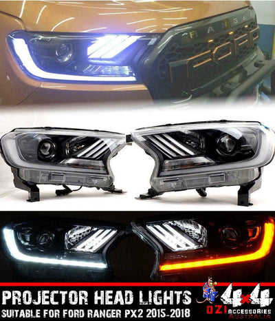LED Mustang Head Light Suits Ford Ranger PX2 2015-2018 (Online Only)