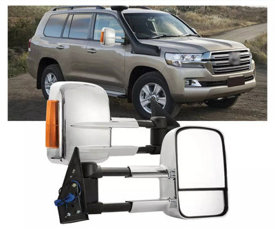 Extendable Chrome Towing Mirror Suits Toyota Land Cruiser 200 Series 2007-2022 Blinker (Online Only)