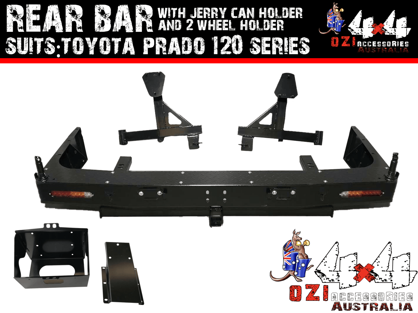 Rear Bar + Dual Wheel carrier Suits Toyota Prado 120 Series 2003 - 2009