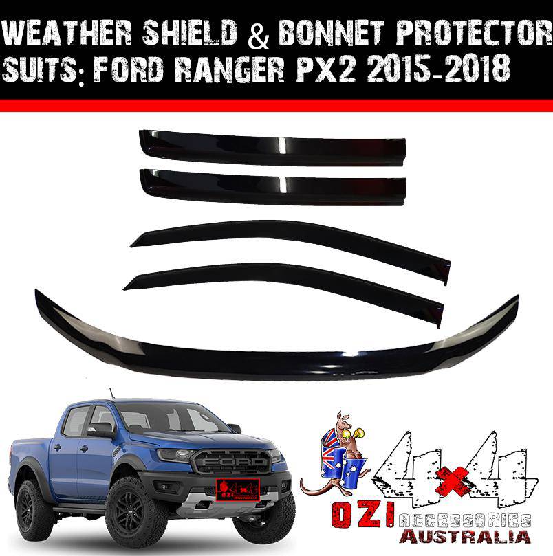 Bonnet Protector + Weather Shields Suits Ford Ranger PX2