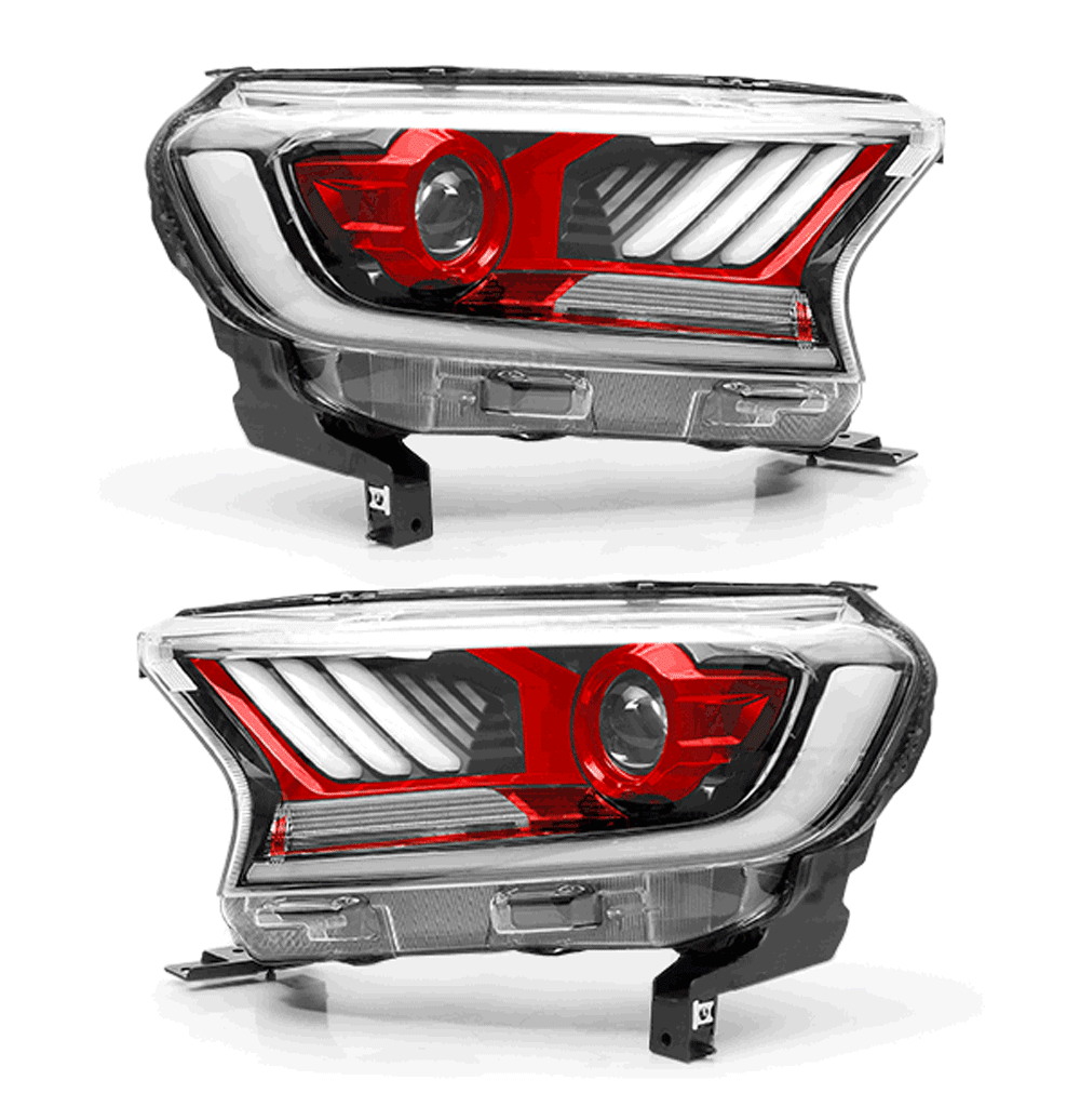 Projector Headlight Suits Ford Ranger 2015+ T7 T8 (Inner Red) - OZI4X4 PTY LTD