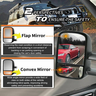 Extendable Towing Mirrors suits Nissan Navara D40/550 (Non Blinker)