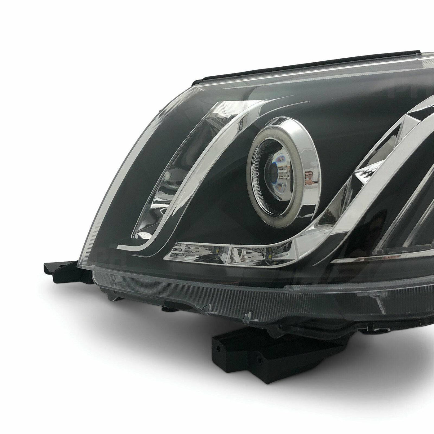 Black Headlights DRL Halo Projector Suits Toyota Hilux N70 2012-2015 (Online Only)