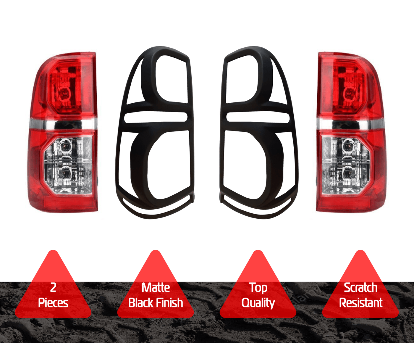 Tail Light Cover Protector 2 pcs Compatible with Toyota Hilux SR SR5 2012-2015 Model