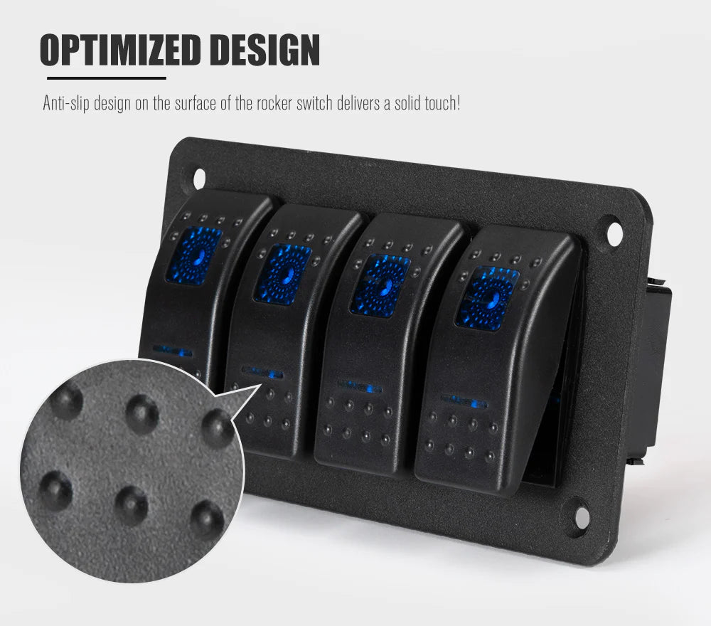 4 Gang Rocker Switch Panel (Online Only) - OZI4X4 PTY LTD