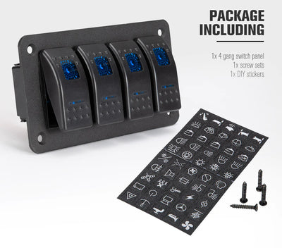 4 Gang Rocker Switch Panel (Online Only) - OZI4X4 PTY LTD