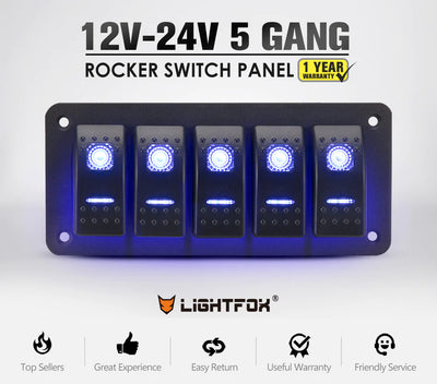 5 Gang Rocker Switch Panel 12V 24V (Online Only) - OZI4X4 PTY LTD