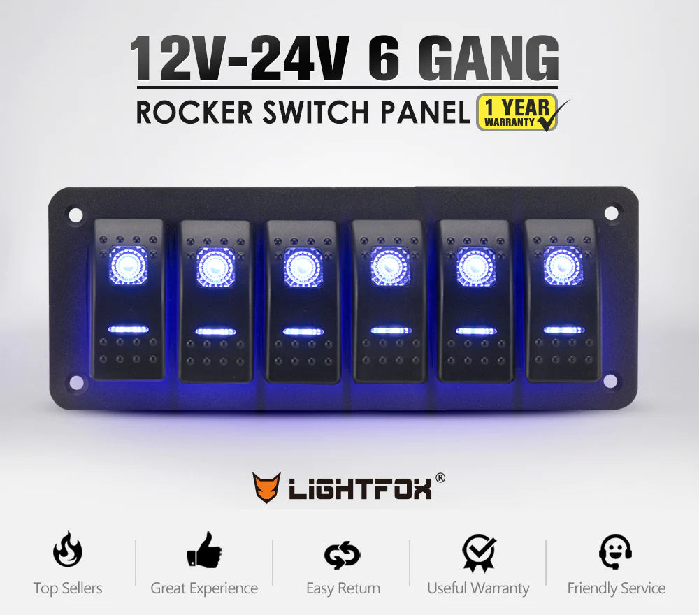 6 Gang Rocker Switch Panel (Online Only) - OZI4X4 PTY LTD