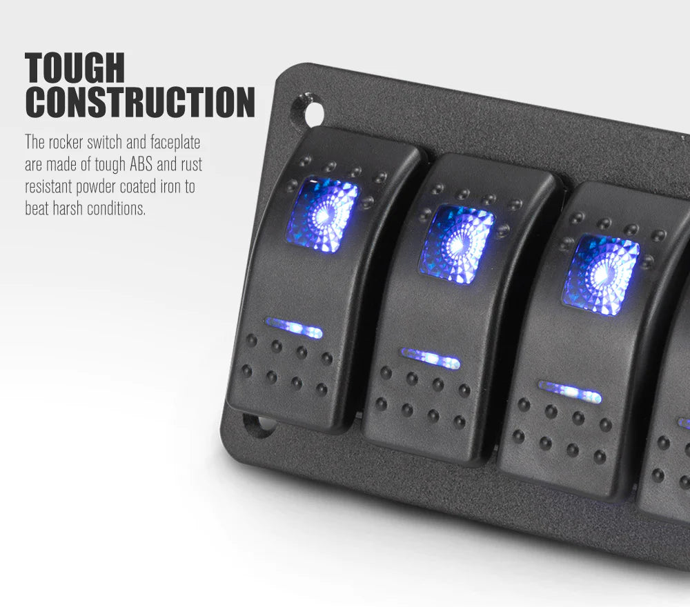 6 Gang Rocker Switch Panel (Online Only) - OZI4X4 PTY LTD