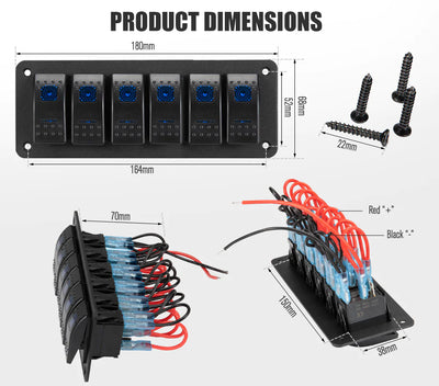 6 Gang Rocker Switch Panel (Online Only) - OZI4X4 PTY LTD