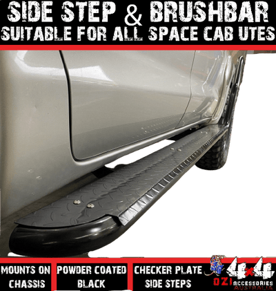 Adjustable Side steps+Brush bars Suits All Space Cab Utes (Universal)